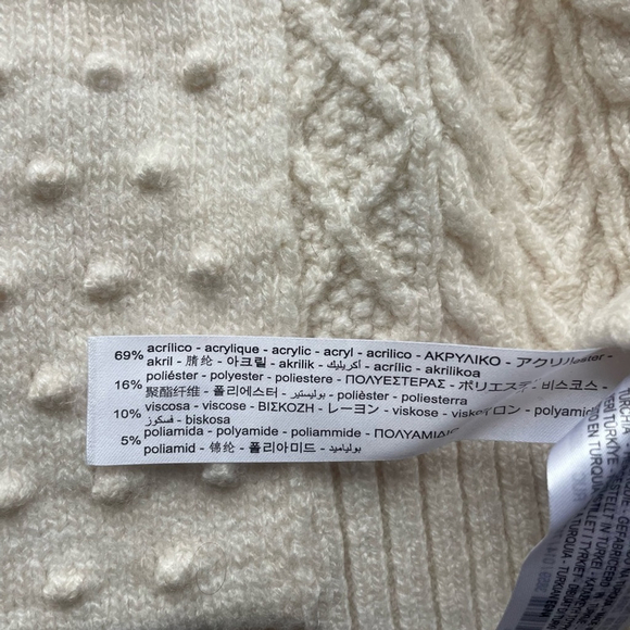 zara Cream Knit Cropped Hoodie sweater small - Picture 9 of 12